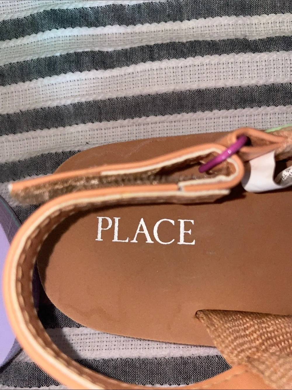 The Children's Place Girls' Lavender and Brown Rainbow Strap Sandals